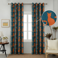 Παιδική κουρτίνα με γατάκια πετρόλ 270 × 280 cm – 1 τεμάχιο