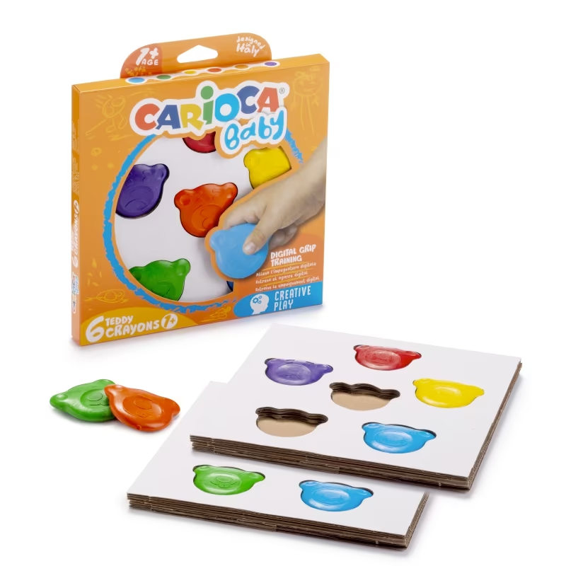 Κηρομπογιές Carioca Baby Teddy (1+) – Σετ 6 τεμαχίων