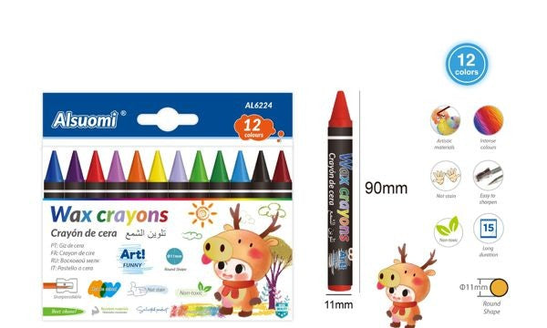 Κηρομπογιές (Wax Crayons) – Σετ 12 Χρωμάτων, 11×90mm