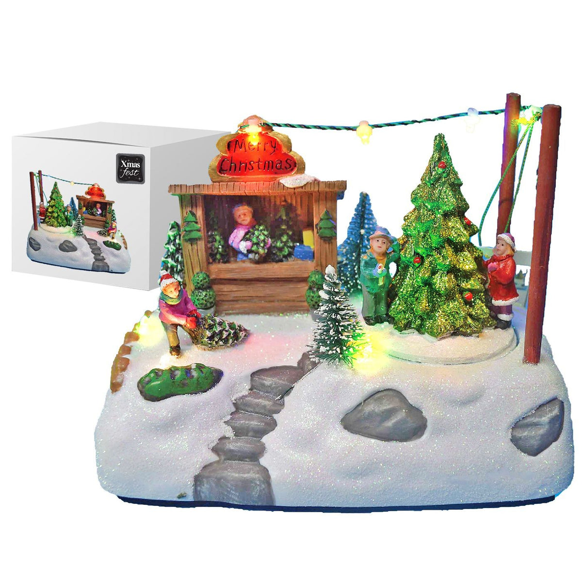 Χωριό Xmas με Κιόσκι & Δέντρα 18x12x11cm Xmasfest 1133481