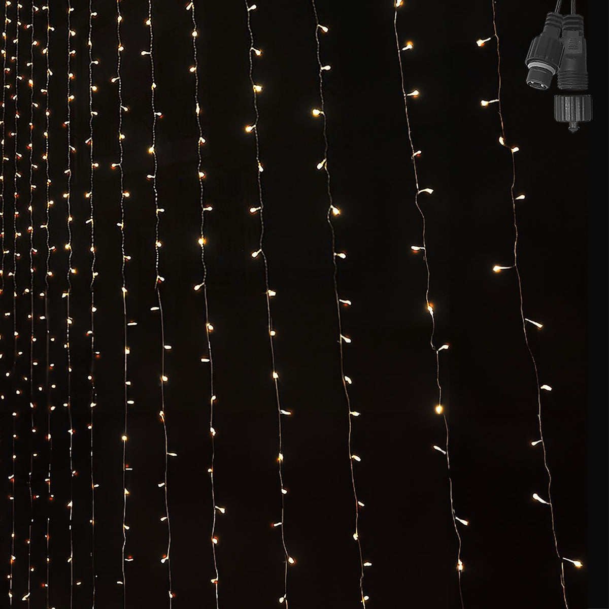 100 Λαμπάκια LED Λευκό Θερμό Κουρτίνα με Επέκταση & Προγράμματα IP44 90x80cm (δεν Περιέχεται ο Μετασχηματιστής) Xmasfest 1133499
