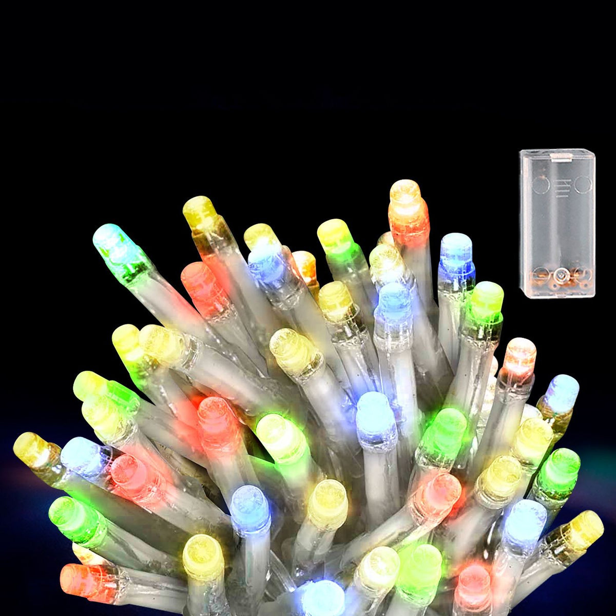 50 Λαμπάκια LED Μπαταρίας Πολύχρωμα σε Σειρά με Controller IP20 5,3m Xmasfest 1133509