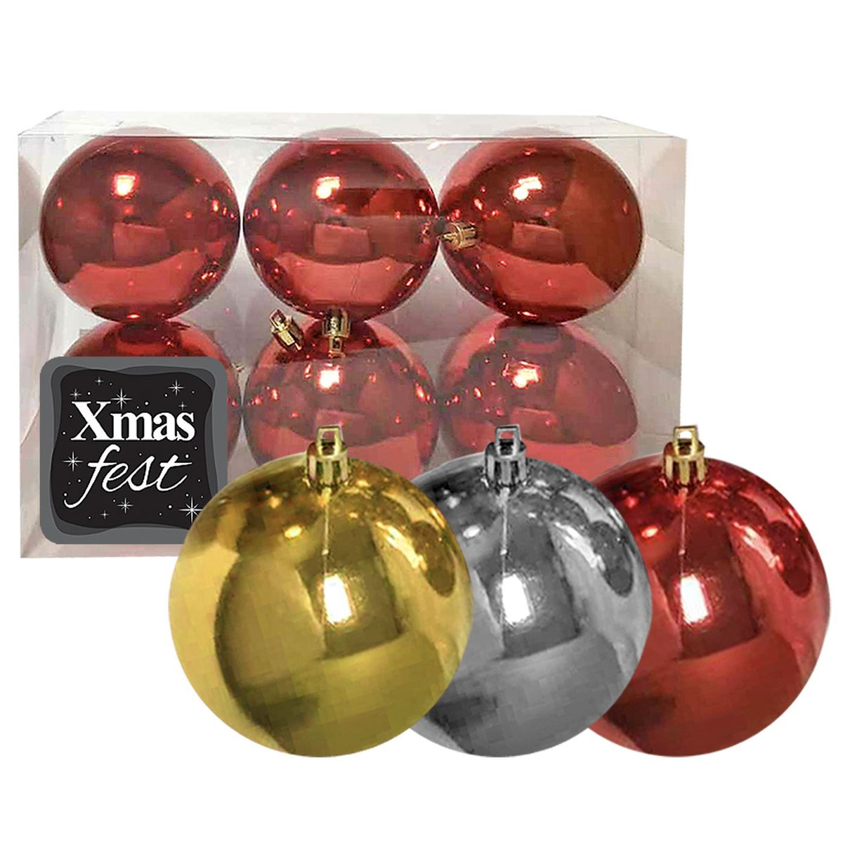 Μπάλα Γυαλιστερή πακ=6τεμ φ7 ø7cm Xmasfest 1133548