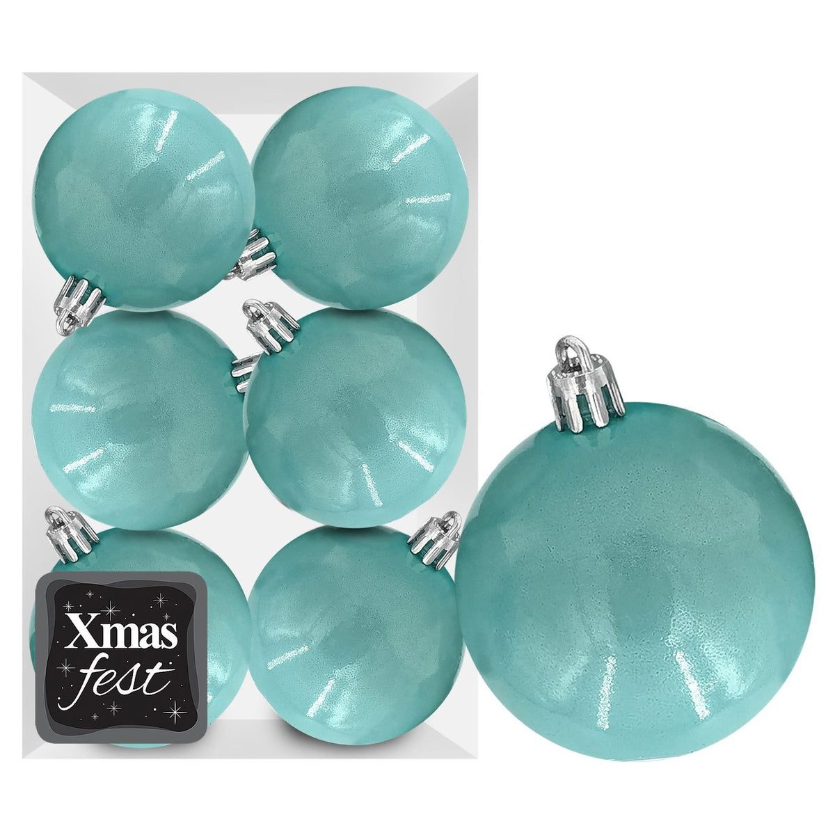 Μπάλες Περλέ Θαλασσί πακ=6τεμ φ10 ø10cm Xmasfest 1133559