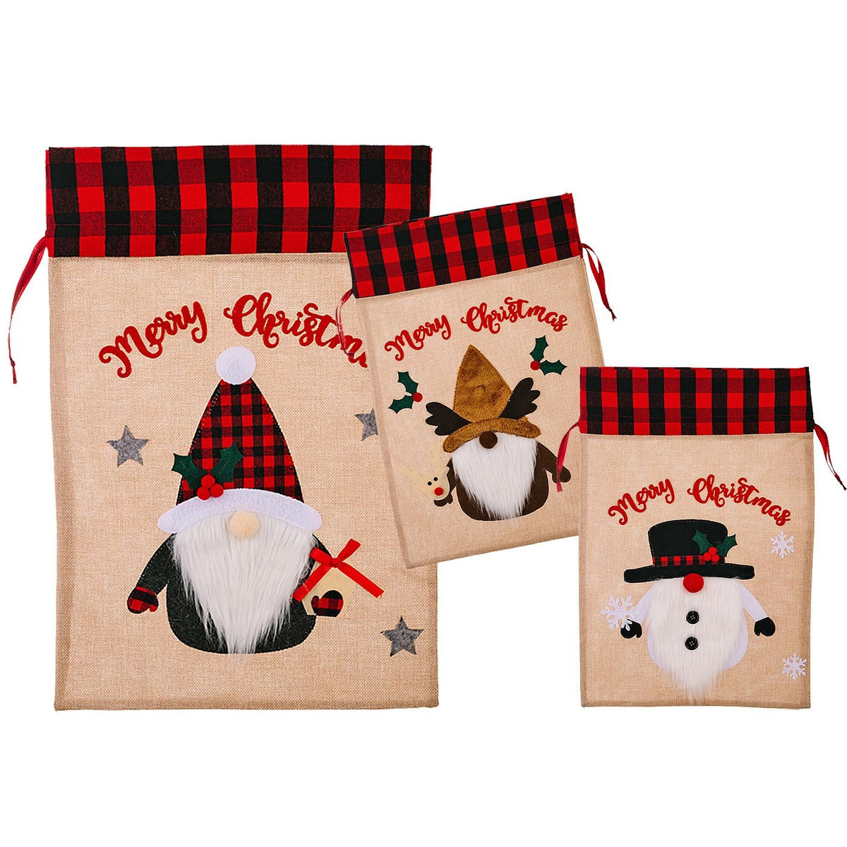 Σάκος Χριστουγέννων Λινάτσα Καρώ 57x38cm Xmasfest 1133623