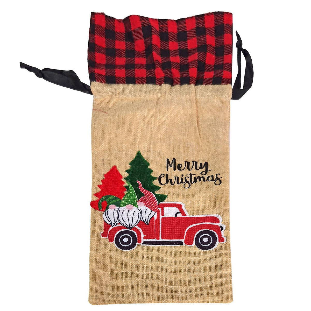 Θήκη Κρασιού Xmas Λινάτσα 34x13cm Xmasfest 1133636
