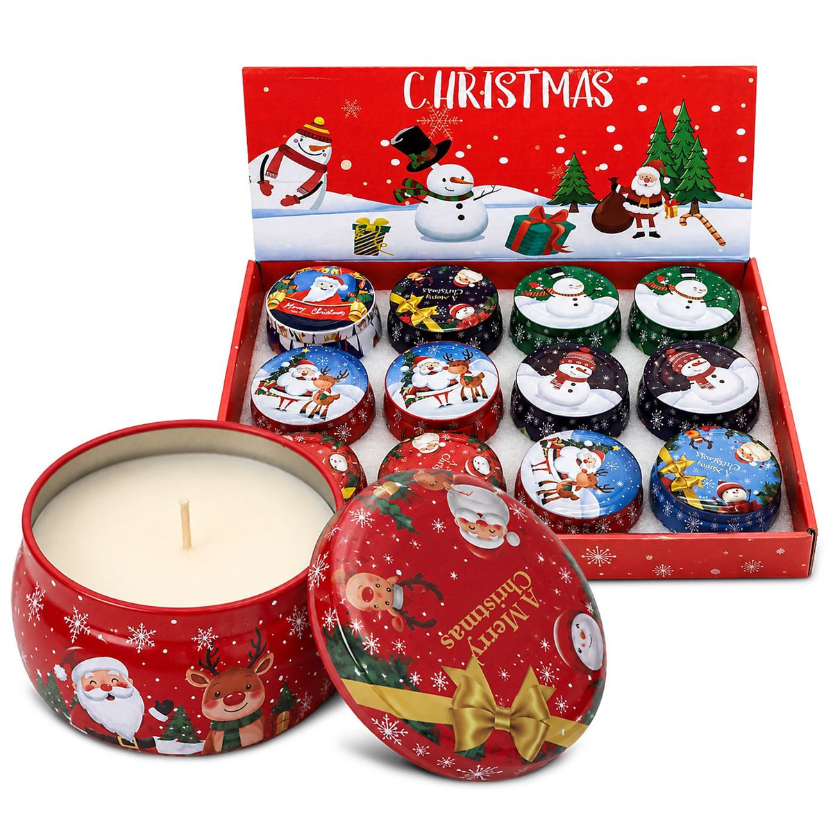 Κερί Xmas σε Μεταλλικό Κουτί με Καπάκι 7x4,5cm 110gr Xmasfest 1133683