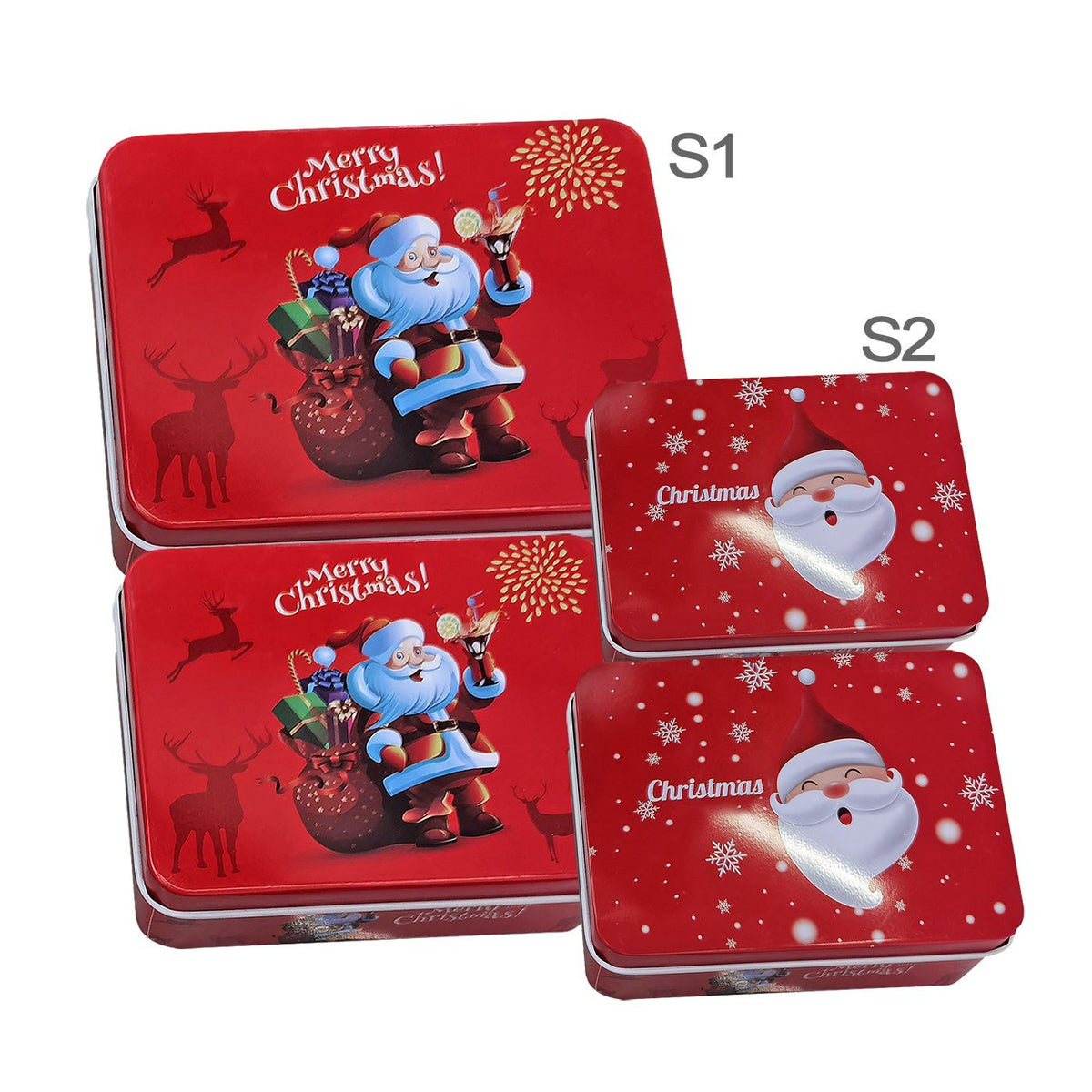 Κουτιά Μεταλλικά Xmas σετ=2 τεμ Ορθογώνια 14x10x4cm & 12x9x3,5cm Xmasfest 1133684