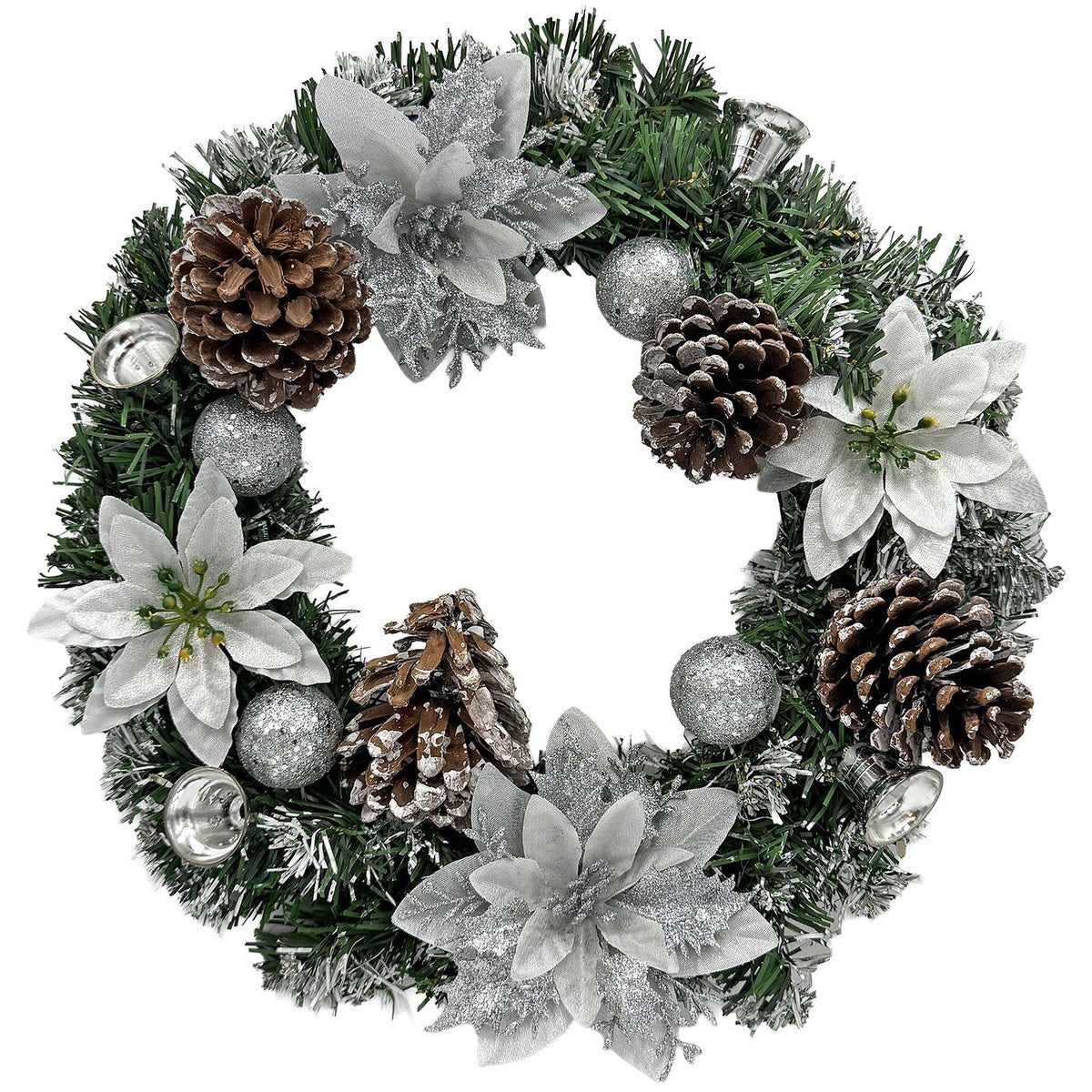 Στεφάνι με Λευκό Στολισμό ø40cm Xmasfest 1133883