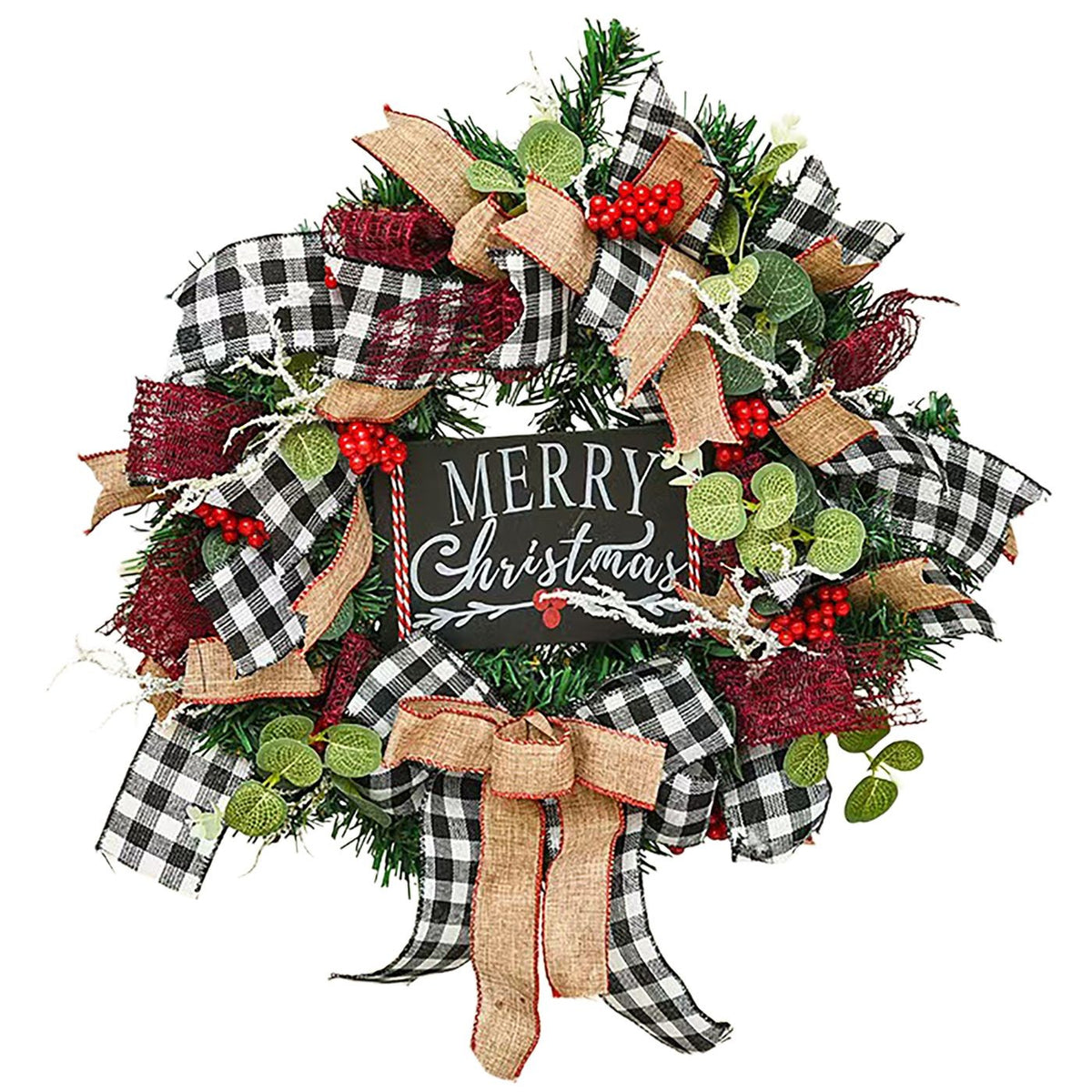 Στεφάνι Χριστουγεννιάτικο Πίνακας Merry Christmas ø30cm Xmasfest 1133967