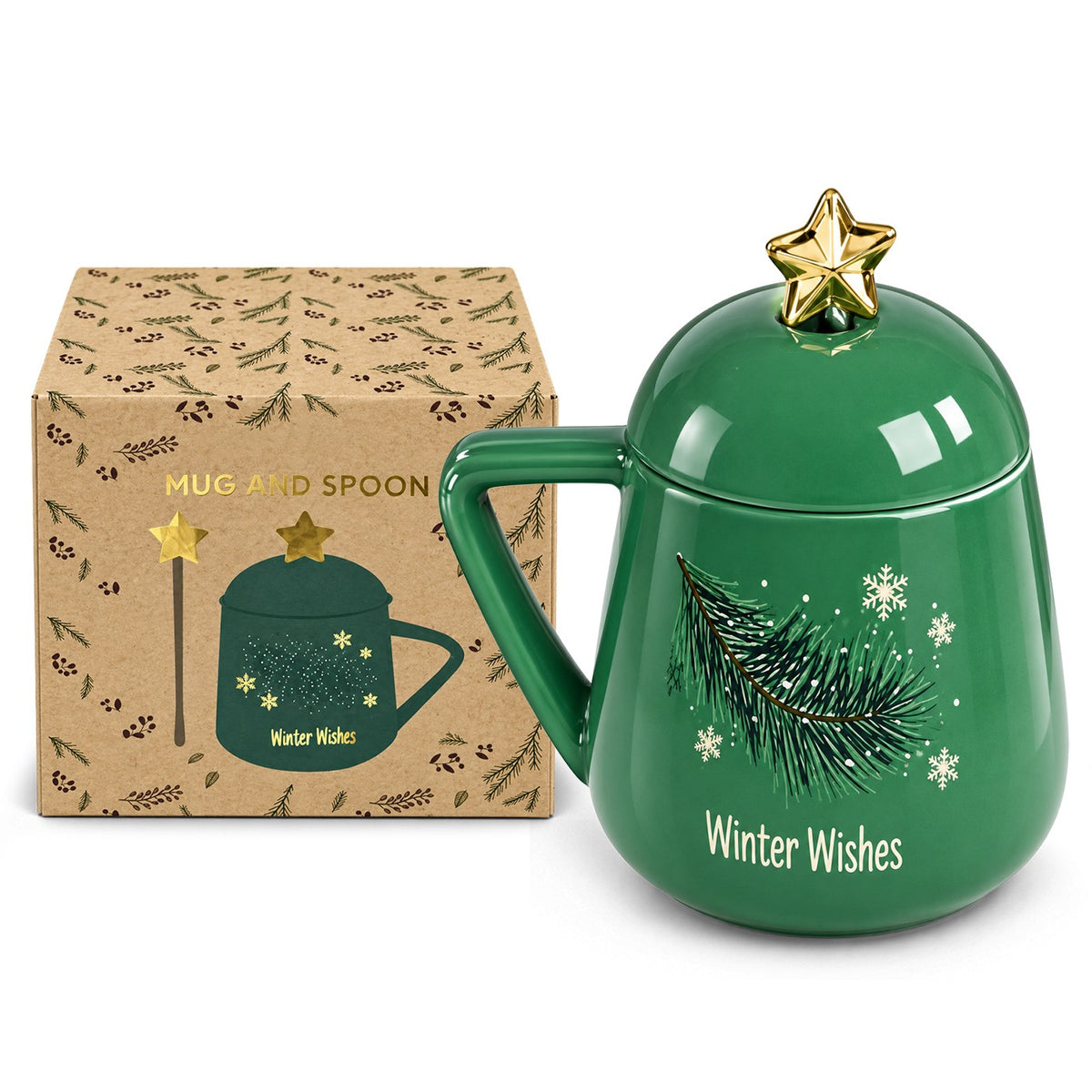 Κούπα Πορσελανης Xmas με Καπάκι 14x9,5cm 400ml Xmasfest 1133998
