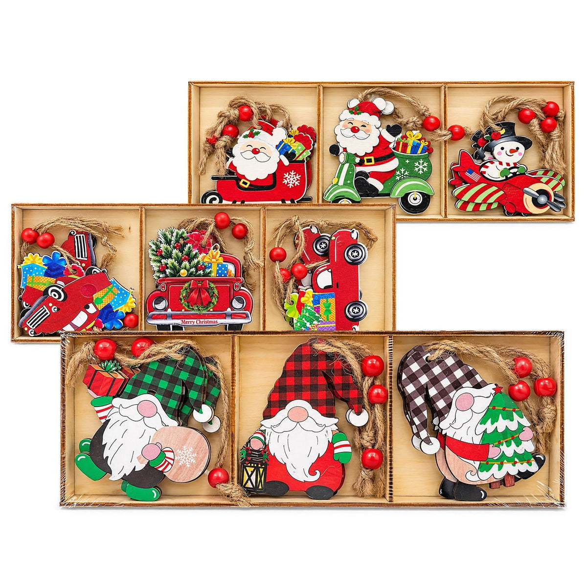 Στολίδια Ξύλινα σετ=9τεμ Σύνολο=24x9cm Τεμ=8cm Xmasfest 1134239