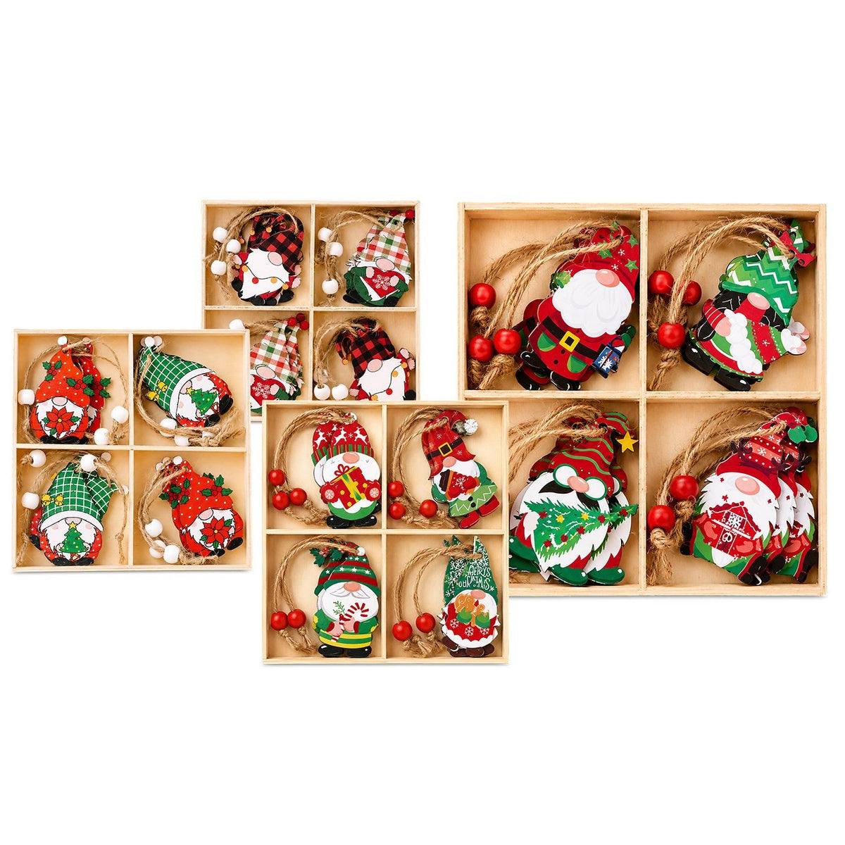 Στολίδια Ξύλινα σετ=12τεμ Σύνολο=14x14cm Τεμ=6cm Xmasfest 1134240