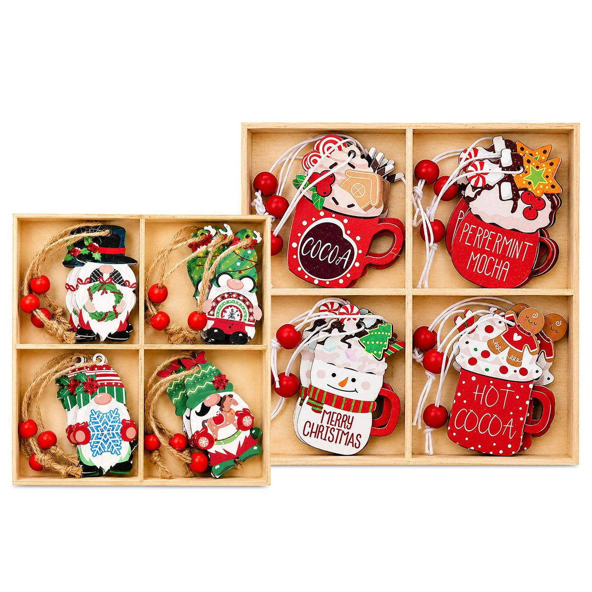 Στολίδια Ξύλινα σετ=12τεμ Σύνολο=14x14cm Τεμ=6cm Xmasfest 1134241