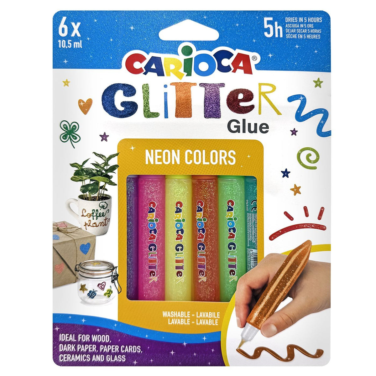Κόλα Glitter Fluo σετ=6τεμ Carioca 6x10,5ml Carioca 42111