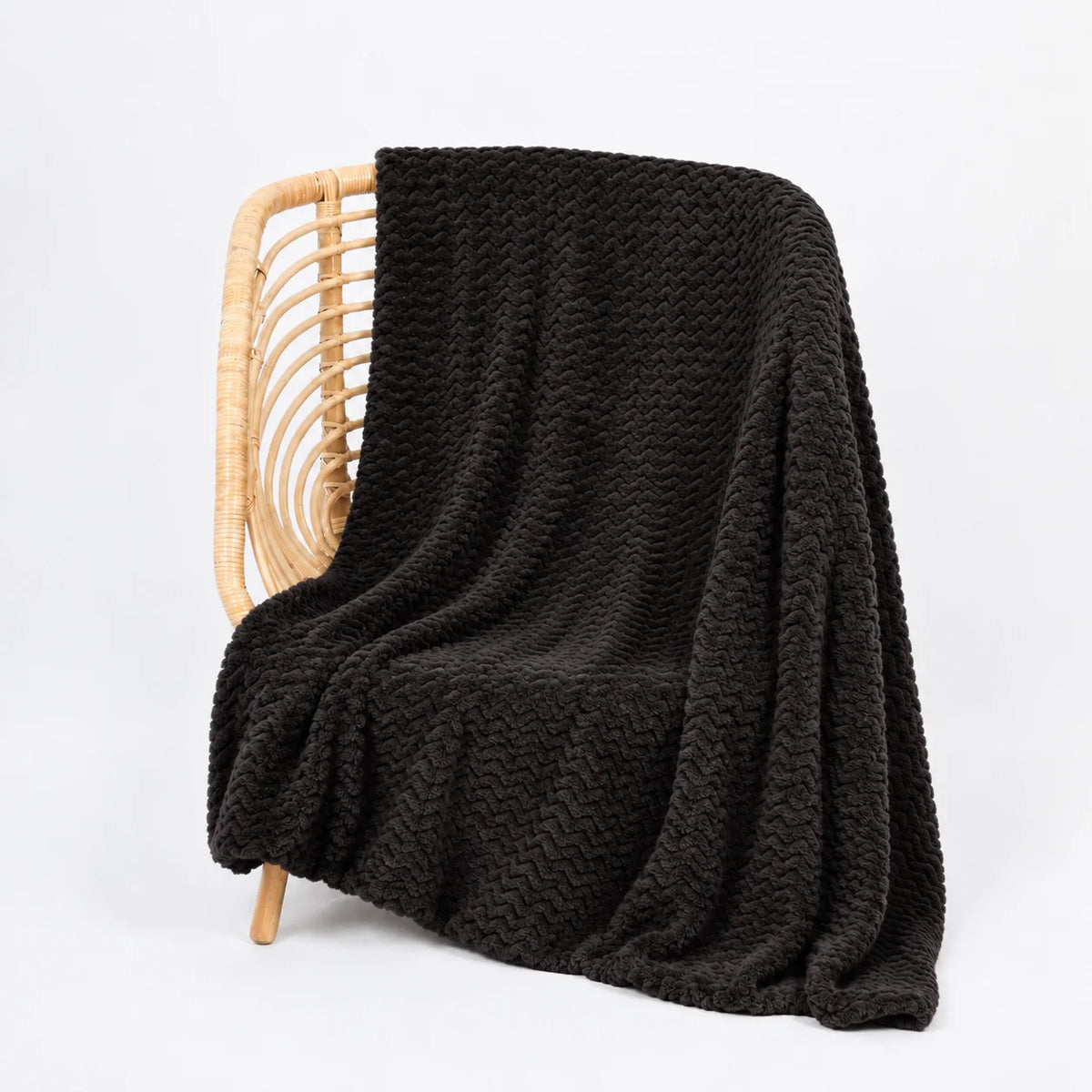 Κουβέρτα Zigzag Extra Soft με Ανάγλυφο Σχέδιο - Μαύρη