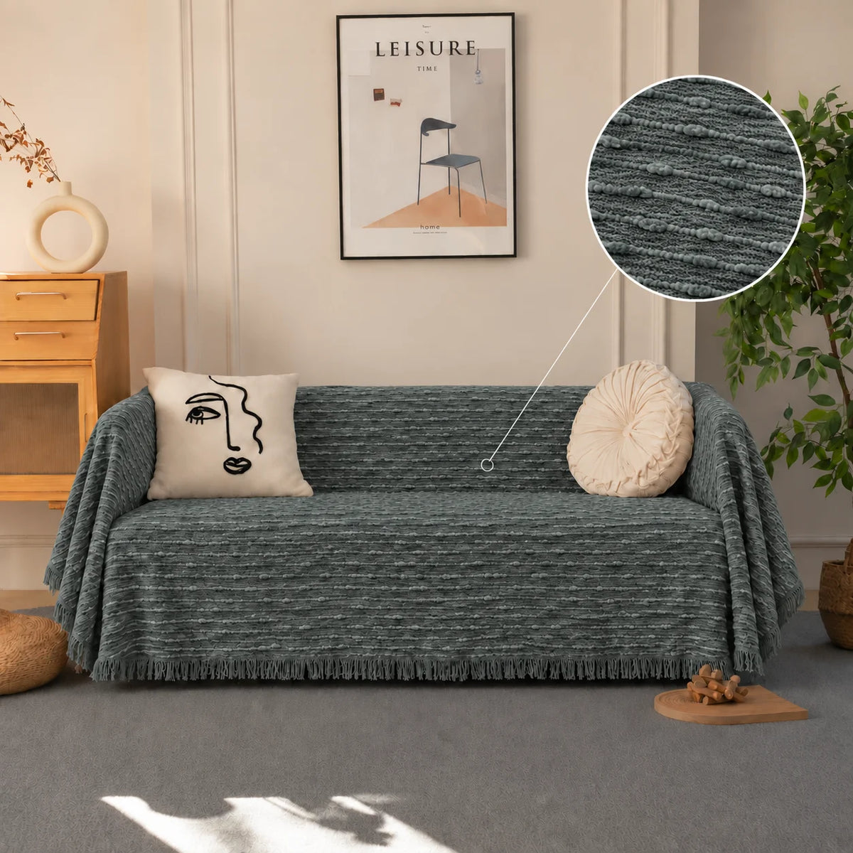 Chenille Ριχτάρι Καναπέ – C30-1 – Μπεζ Floral