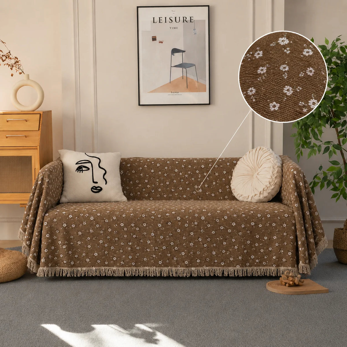 Chenille Ριχτάρι Καναπέ – C30-4 – Καφέ Floral