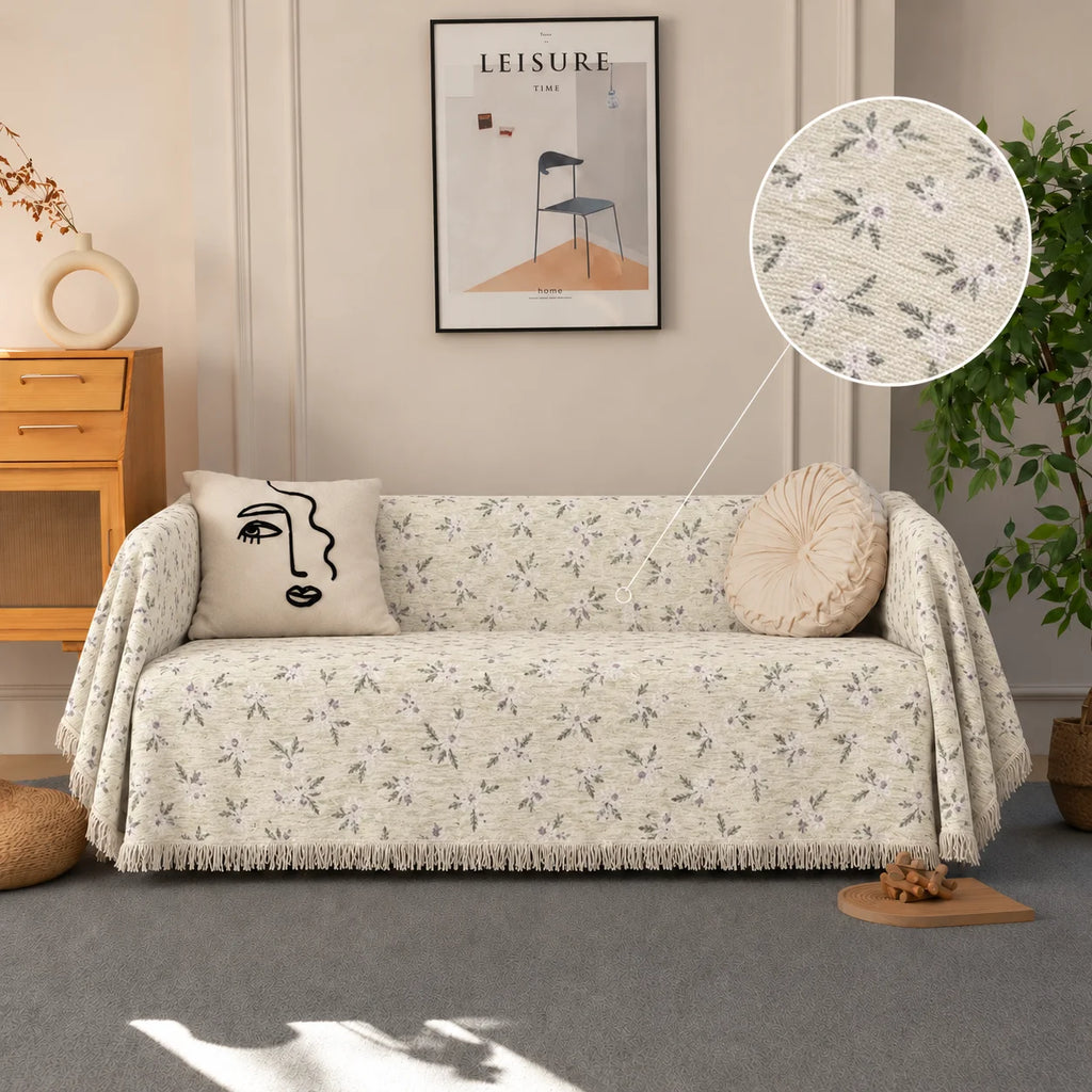 Chenille Ριχτάρι Καναπέ – C30-8 – Εκρού Floral