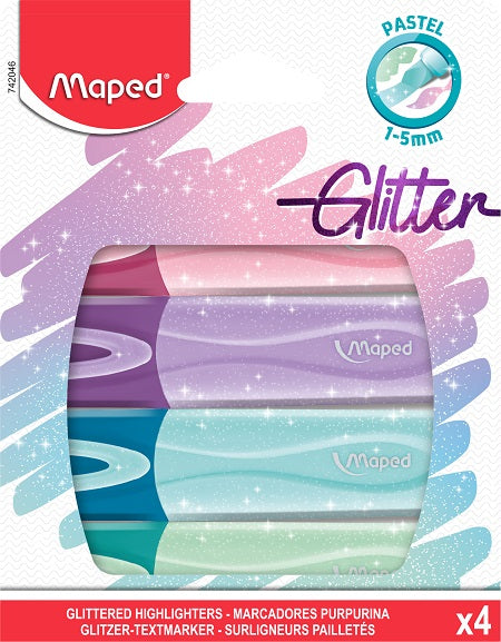 ΜΑΡΚΑΔΟΡΟΙ MAPED ΥΠΟΓΡΑΜΜΙΣΗΣ FLUO PEP'S PASTEL GLITTER BLISTER Χ4