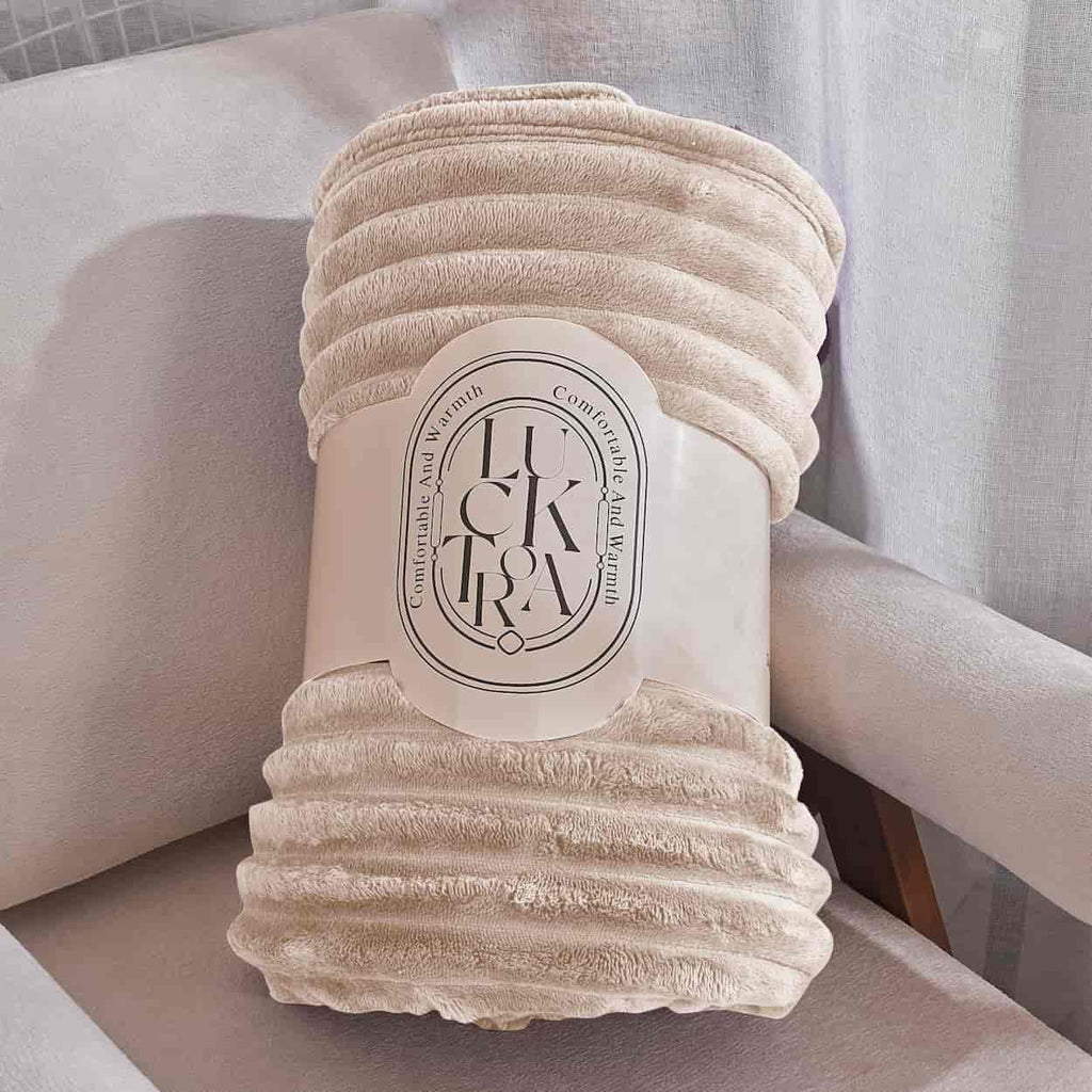 Κουβέρτα Extra Soft Ribbed Blanket με Ανάγλυφες Ρίγες - Κρεμ
