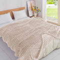 Κουβέρτα Extra Soft Ribbed Blanket με Ανάγλυφες Ρίγες - Κρεμ