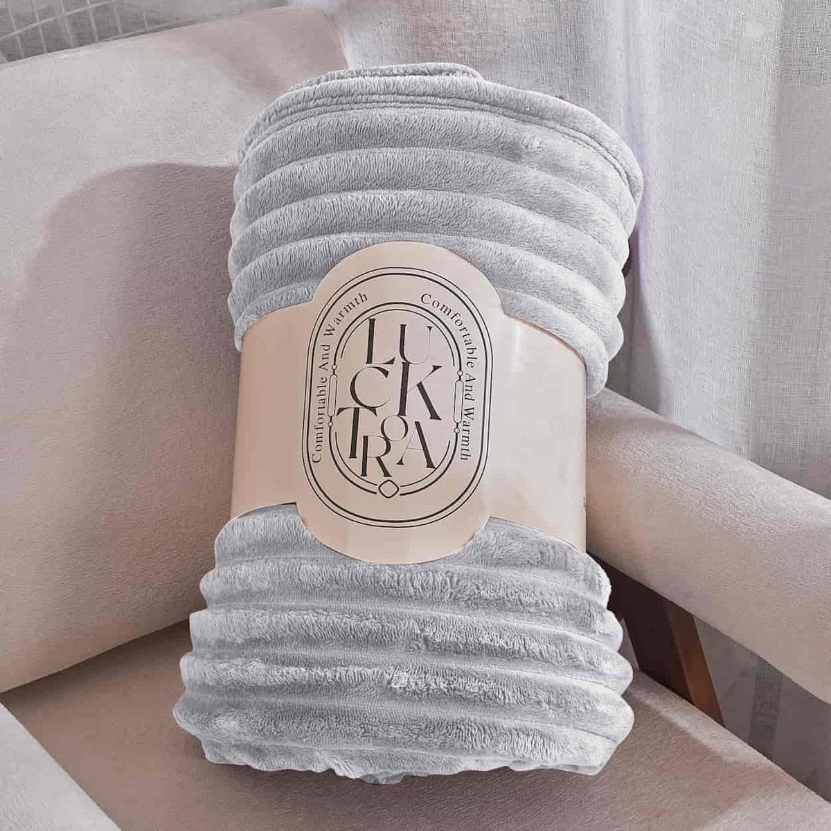 Κουβέρτα Extra Soft Ribbed Blanket με Ανάγλυφες Ρίγες - Ανοιχτό Γκρι