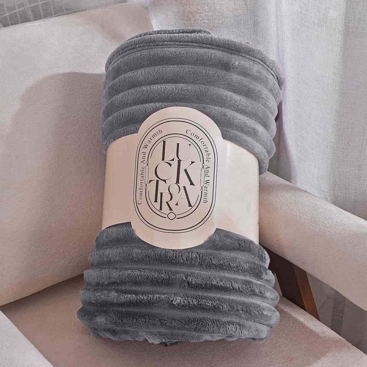 Κουβέρτα Extra Soft Ribbed Blanket με Ανάγλυφες Ρίγες – Σκούρο Γκρι