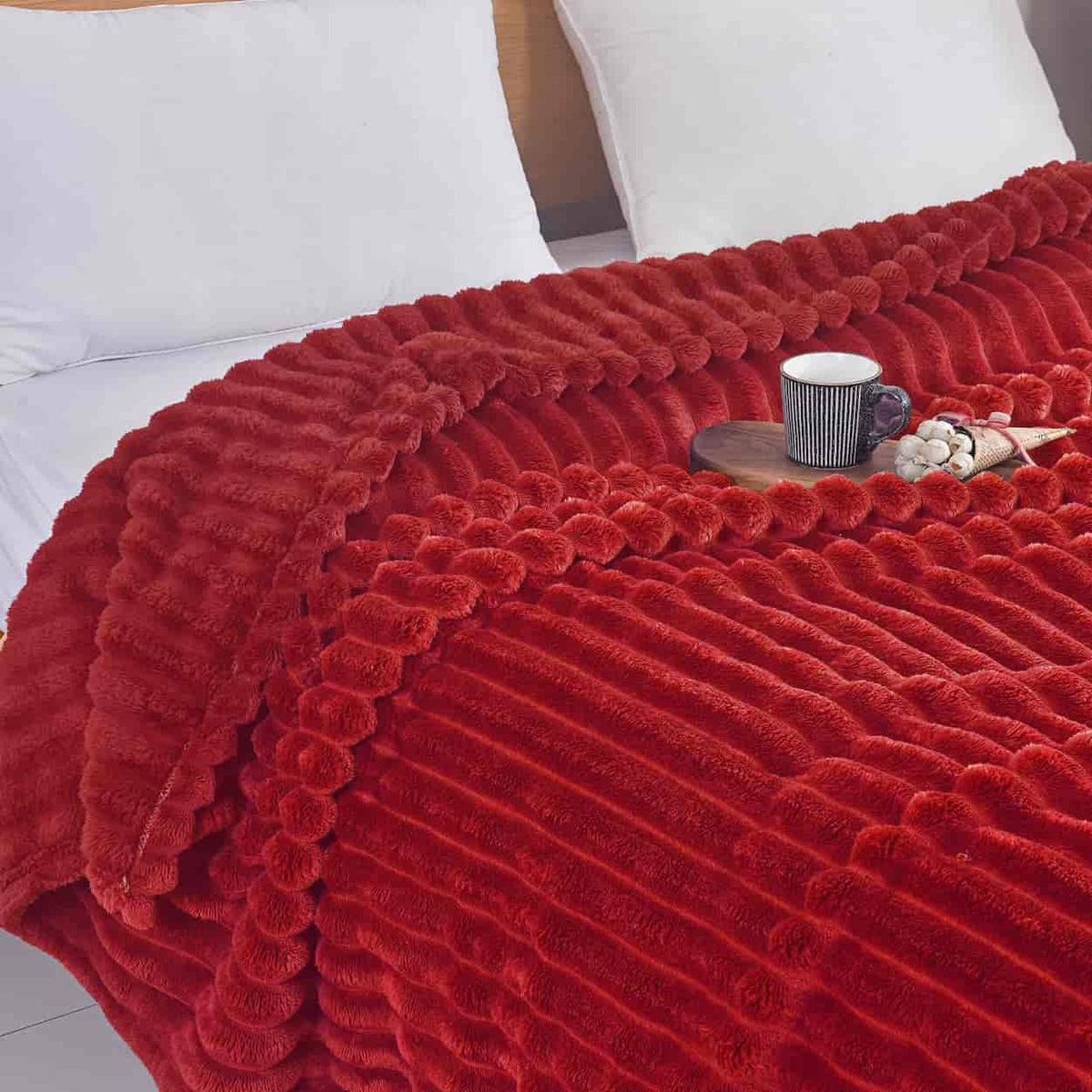 Κουβέρτα Extra Soft Ribbed Blanket με Ανάγλυφες Ρίγες – Κόκκινη