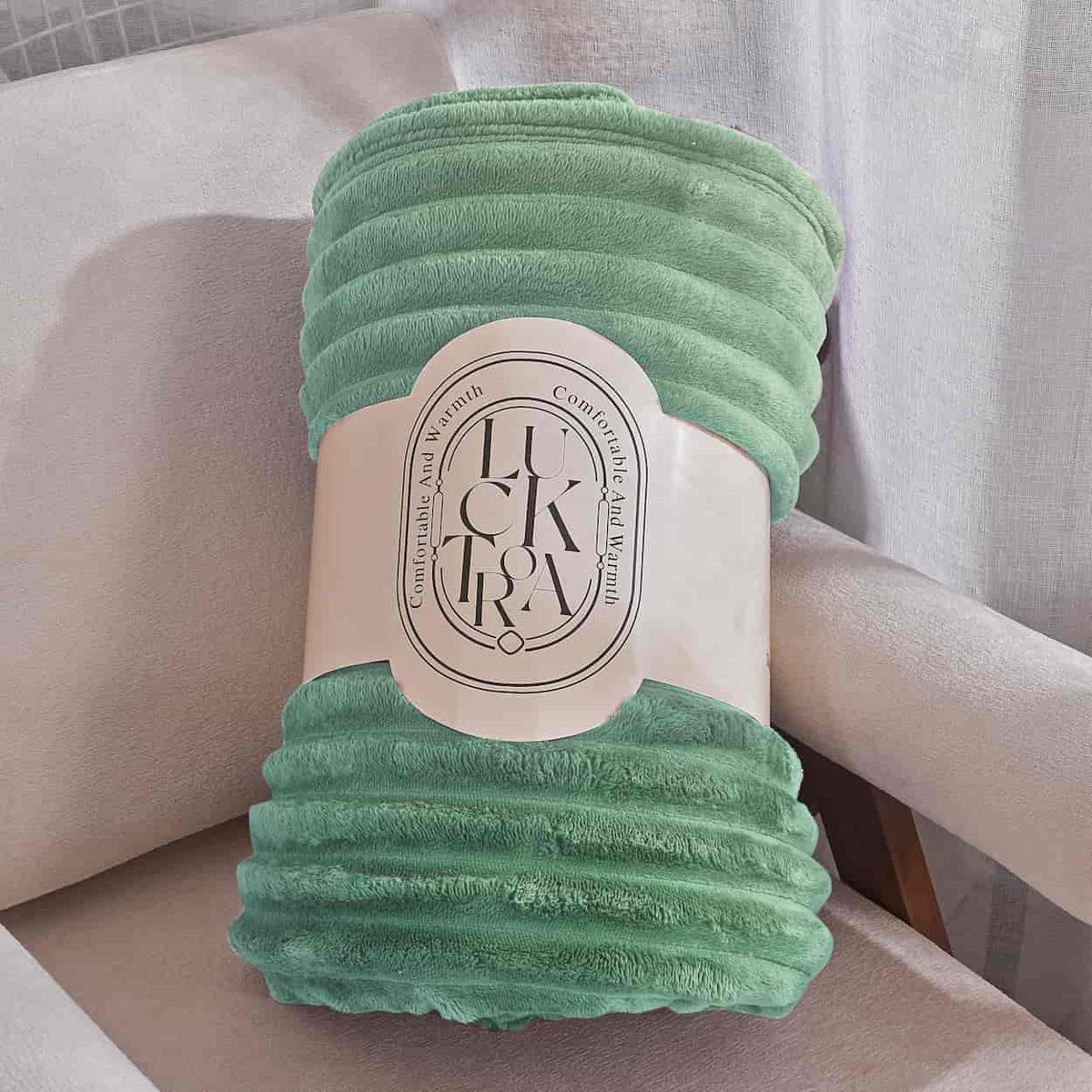 Κουβέρτα Extra Soft Ribbed Blanket με Ανάγλυφες Ρίγες – Πράσινη