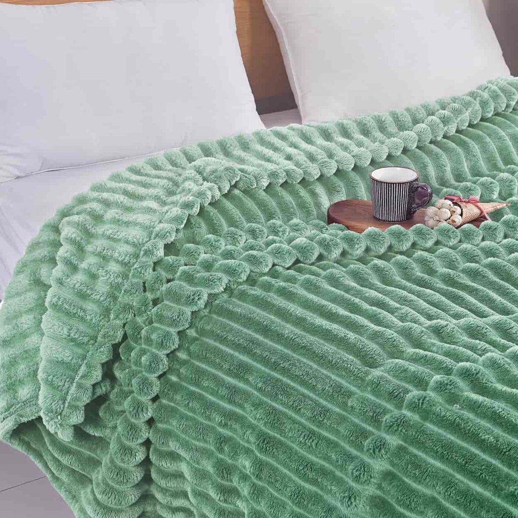 Κουβέρτα Extra Soft Ribbed Blanket με Ανάγλυφες Ρίγες – Πράσινη