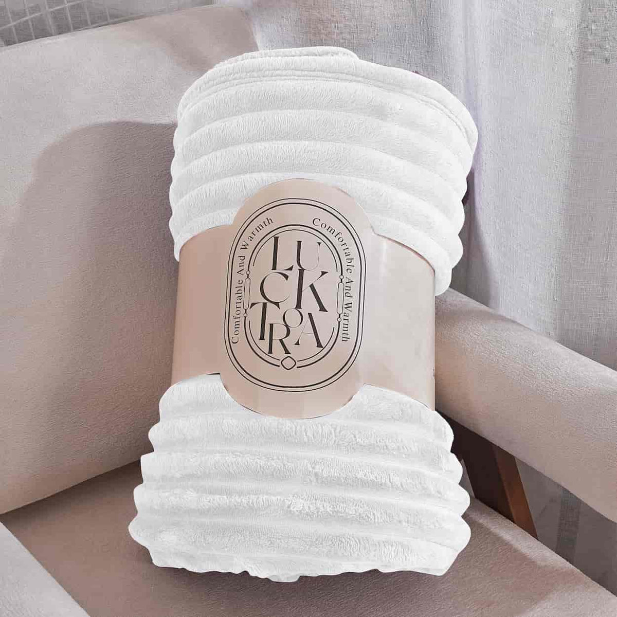 Κουβέρτα Extra Soft Ribbed Blanket με Ανάγλυφες Ρίγες - Λευκή
