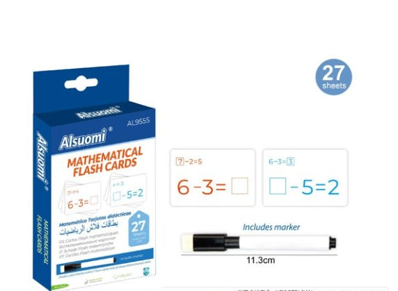 Κάρτες μαθηματικών Flash Cards αφαίρεσης 27 φύλλα με μαρκαδόρο